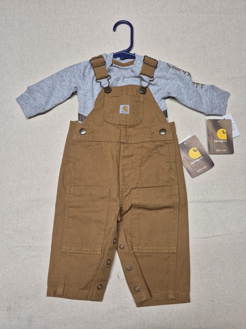 New Carhartt Bib Overalls Unisex Infant Sizes 3M Country And Shirt NWT